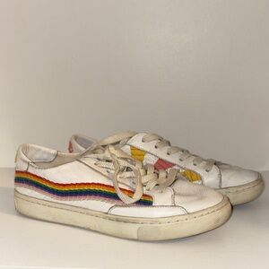 Soludos White Sneakers with Rainbow and Sun Accents